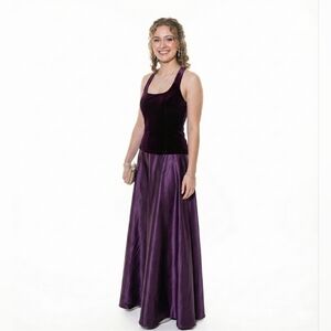 Betsy & Adam by Jaslene Women's  Maxi Dress Halter Neck Violet Purple Sz 12 Goth